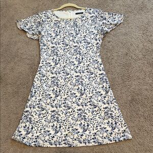 Tommy Hilfiger White and Navy Botanical Print Dress